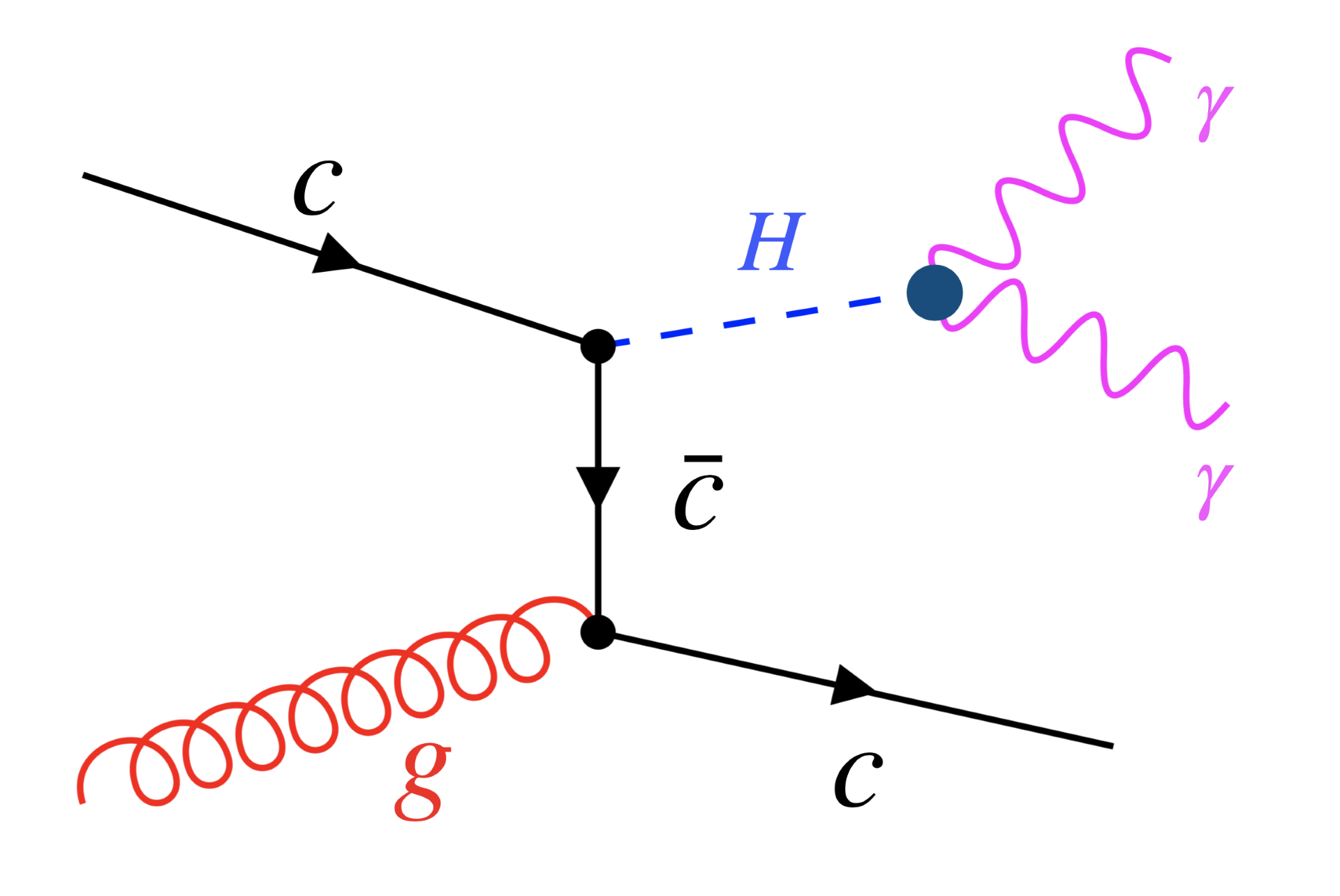 The process of Higgs boson production in association with charm quarks.