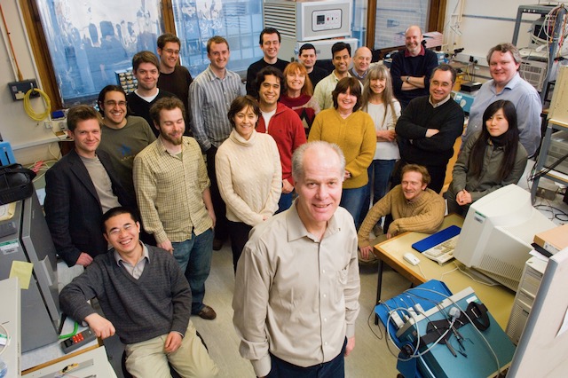 Geoffery Hall and his team during the CMS construction period. Credit: S. Boreham, STFC.