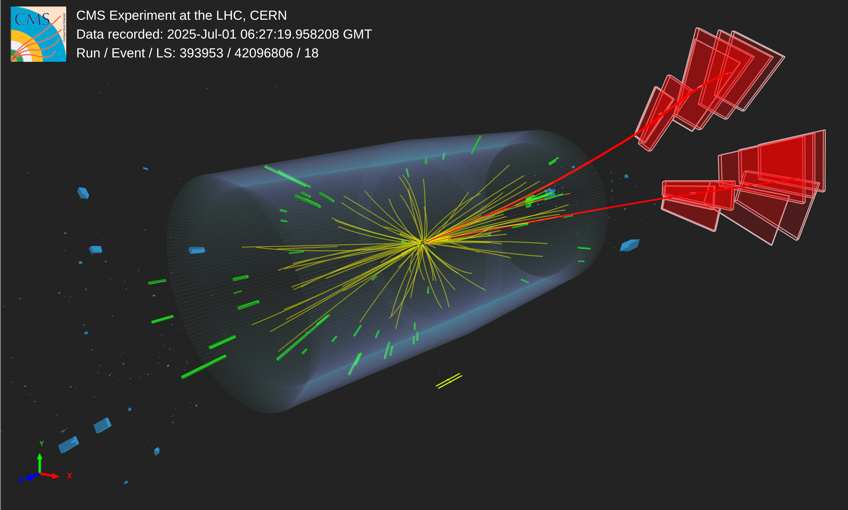 Event display from one of the first proton-Oxygen collisions